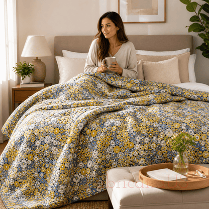 Gustav Klimt Circles Cobalt Metallic Cotton Fabric by Robert Kaufman