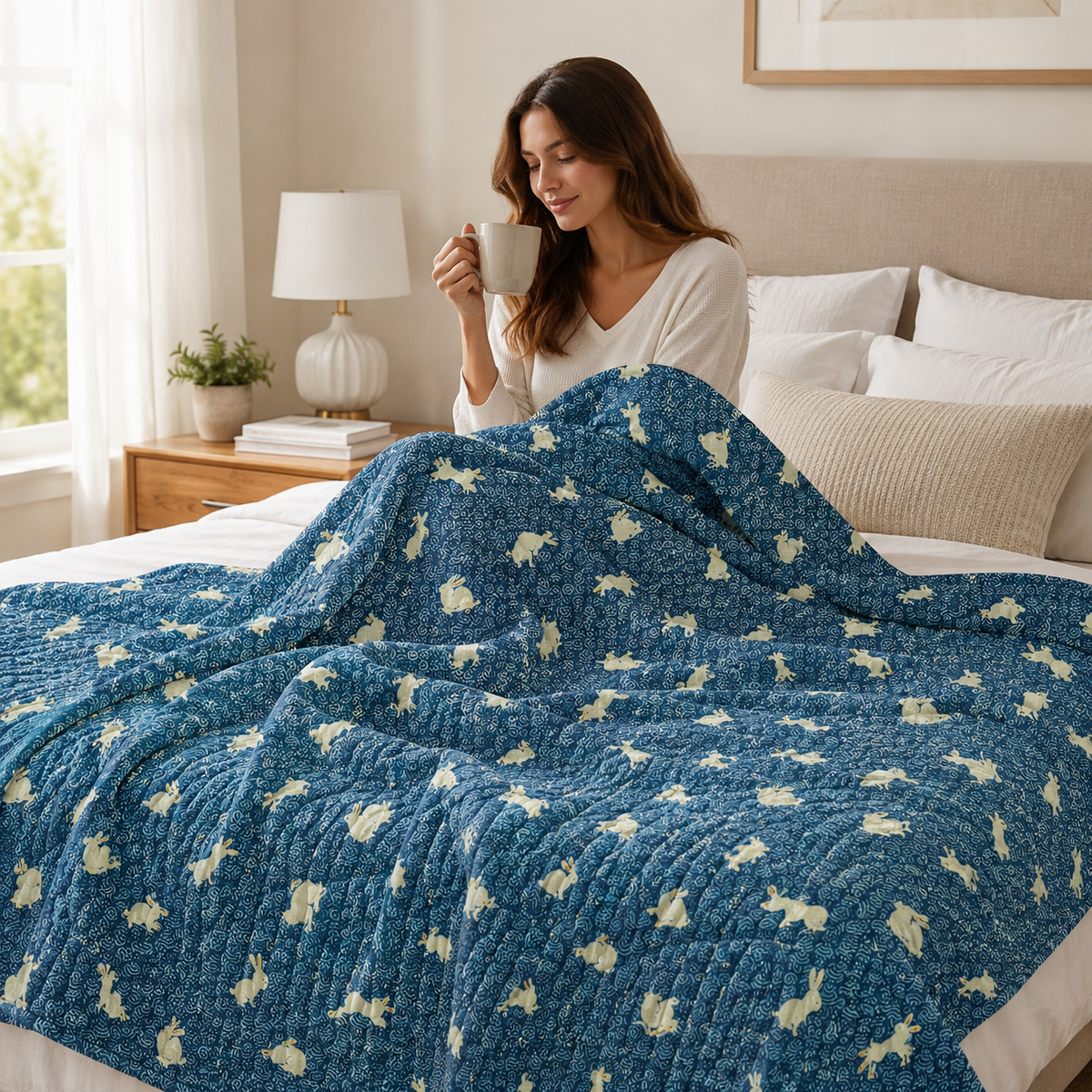 Sevenberry Kasuri – Rabbit – Robert Kaufman – Japanese Quilting Cotton Fabric