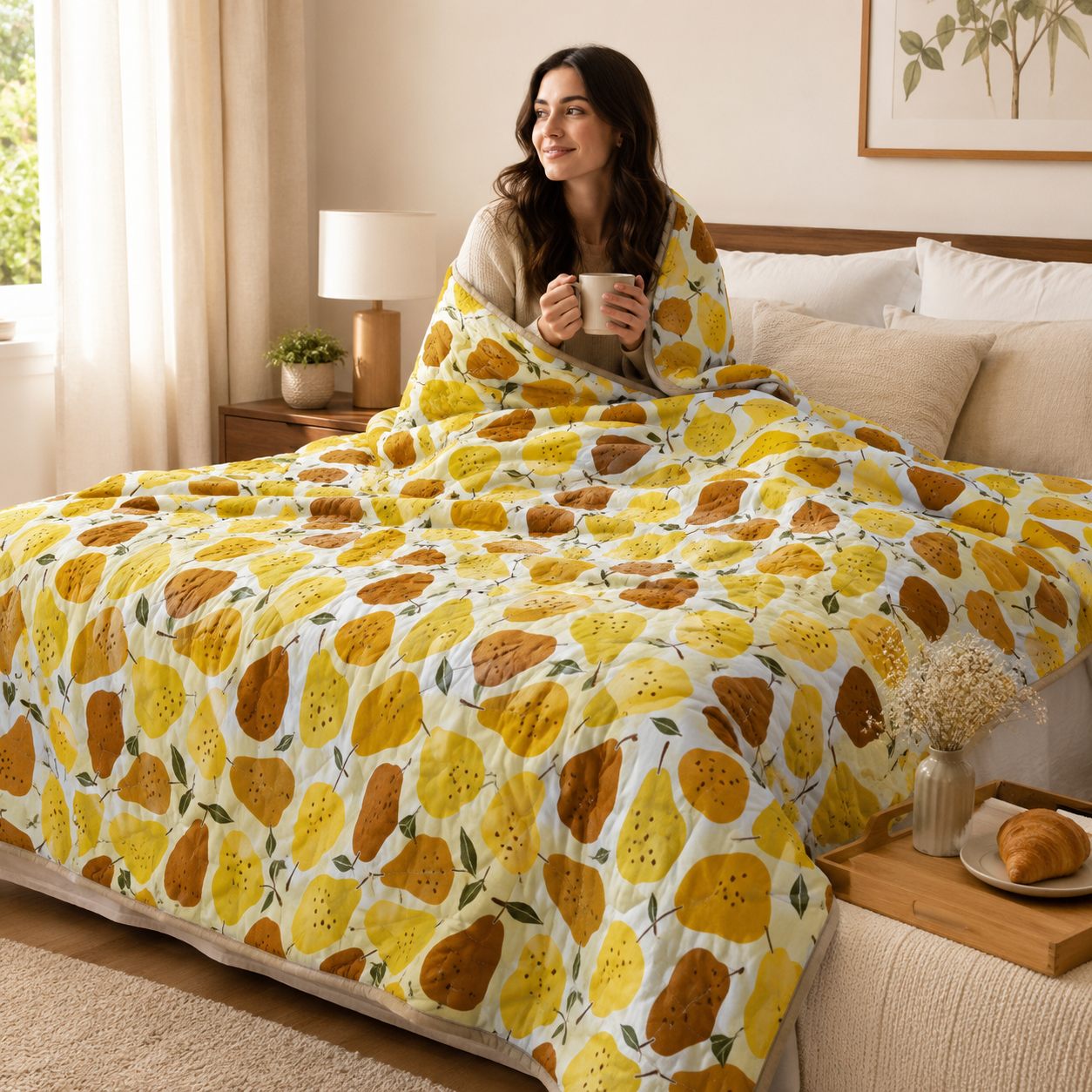 Under the Apple Tree-Quince Yellow Fabric-Loes Van Oosten-Cotton + Steel