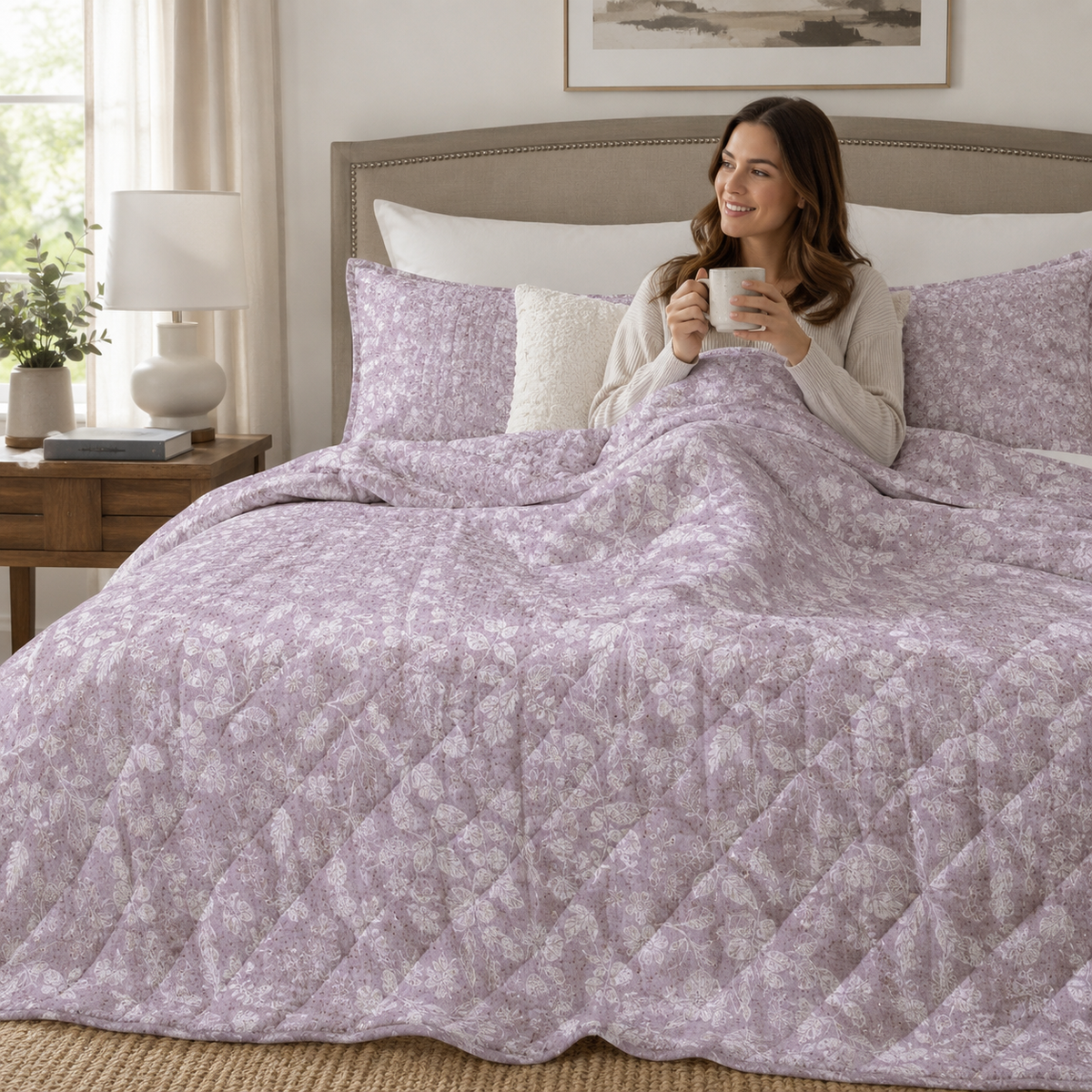 Kokka Natural Garden Purple Japanese Fabric – Cotton Linen Blend Fabric – Premium Floral Fabric