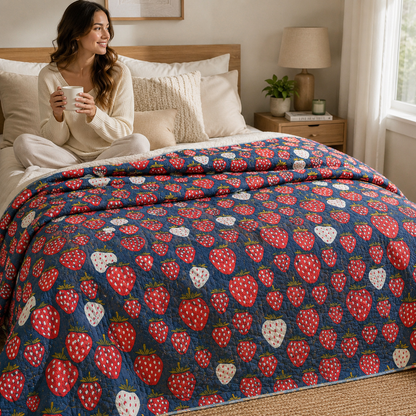 Under the Apple Tree-Queen of Berries-Starry Night-Unbleached Canvas Fabric