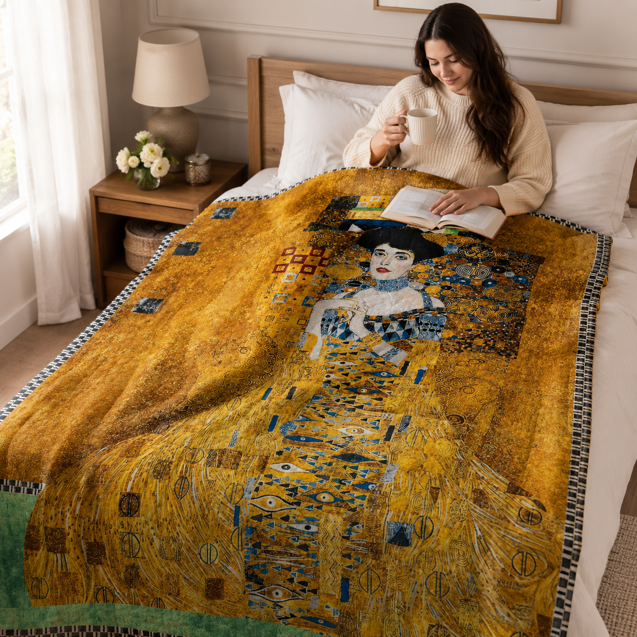 Adele Bloch Bauer-Gustav Klimt-Gold-Robert Kaufman-Quilting Cotton Panel