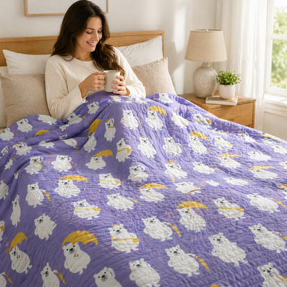 Bear-Polar Bear-Japanese Fabric-Purple-White-Yellow-Cotton Canvas Fabric