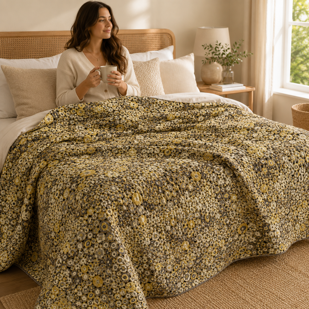 Gustav Klimt Grey & Gold Quilting Cotton Fabric by Robert Kaufman