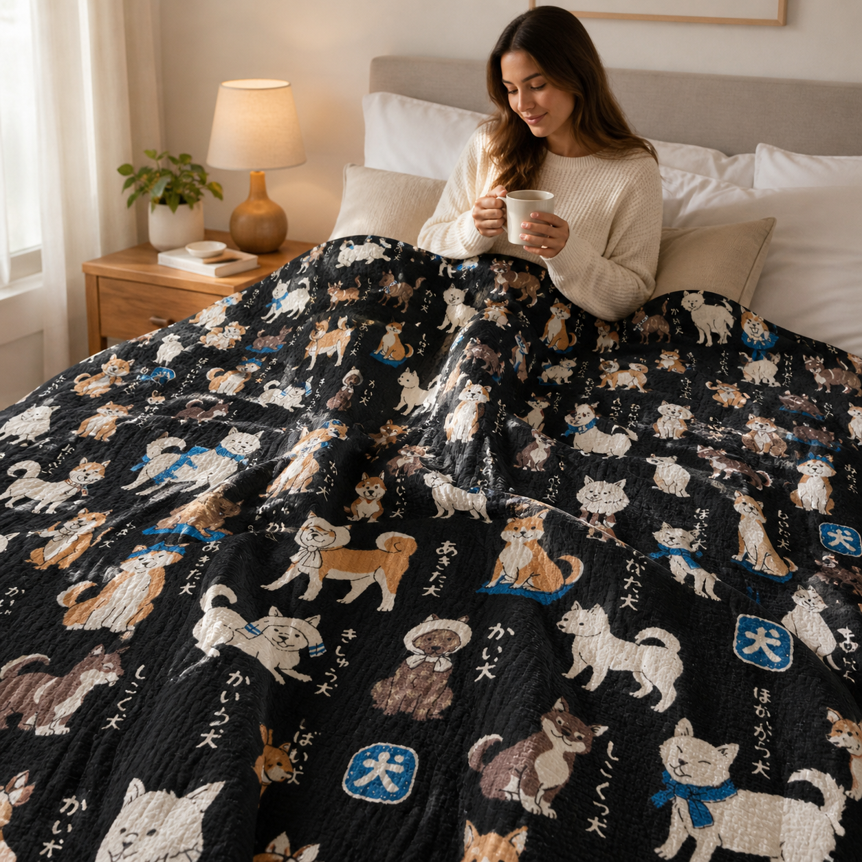 Dog Oxford Fabric-Kokka Fabric-Japanese Textile