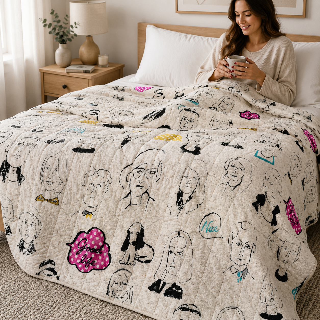 People-People Faces-Cosmo-Lightweight Canvas-Japanese  Fabric