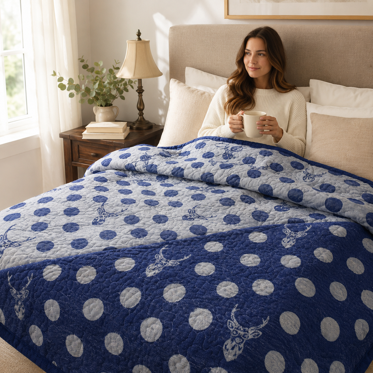 Kokka-Kokka Echino-Buck Fabric-Japanese Fabric-Jacquard-Reversible Cotton Fabric-EKX-97070