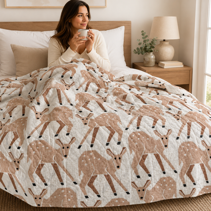 On a Fall Day Fawn & Morning Dew Fabric – Loes Van Oosten for Cotton + Steel – Premium Quilting Cotton – Autumn Nature Fabric