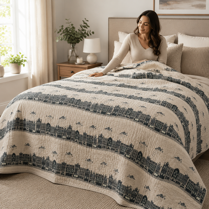 London Town - Kings Road - Slate Unbleached Fabric - Sara Mulvanny - Gray - Green - Cotton + Steel - Quilting Cotton - SY101-SL2U