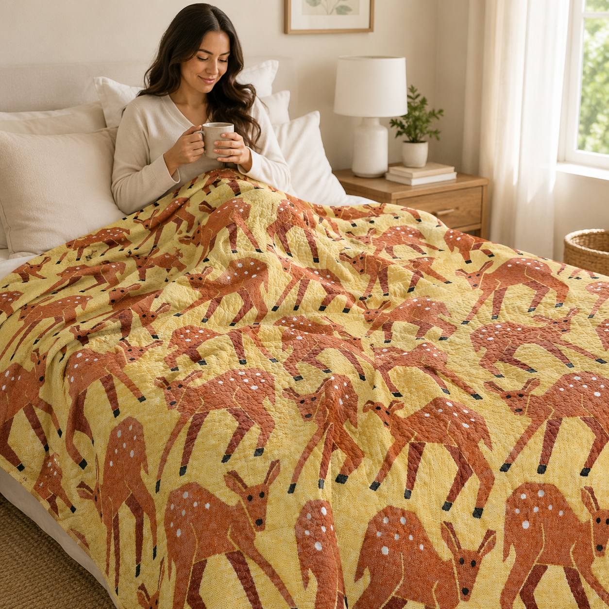 On a Fall Day Fawn & Blonde Fabric – Loes Van Oosten for Cotton + Steel – Premium Quilting Cotton – Autumn Woodland Fabric