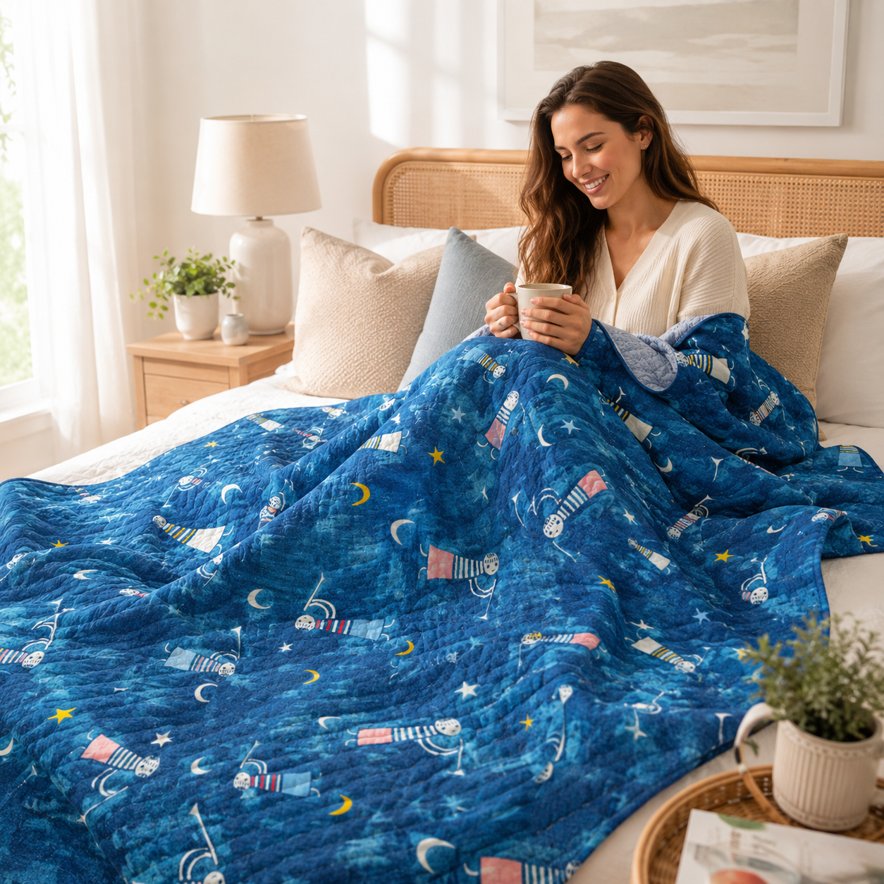 Noel Angels Singing-Navy Unbleached Fabric-Alexia Marcelle Abegg-C5135-001