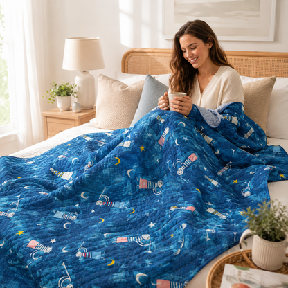Noel Angels Singing Navy Unbleached Fabric by Alexia Marcelle Abegg – 100% Cotton