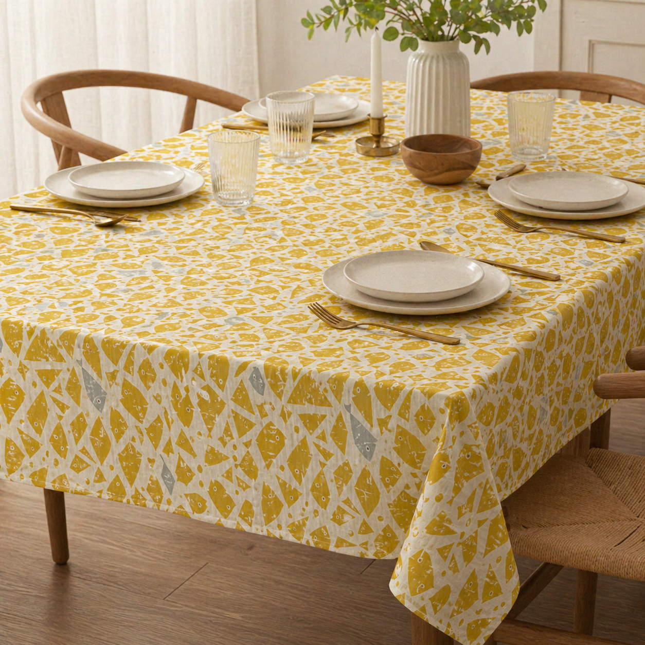 By the Seaside-Happy Fish-Yellow Unbleached Fabric-Loes Van Oosten-Cotton + Steel