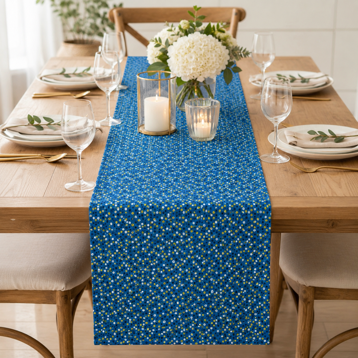 Waku Waku Christmas-Blue Sequins Unbleached Fabric-Cotton+ Steel