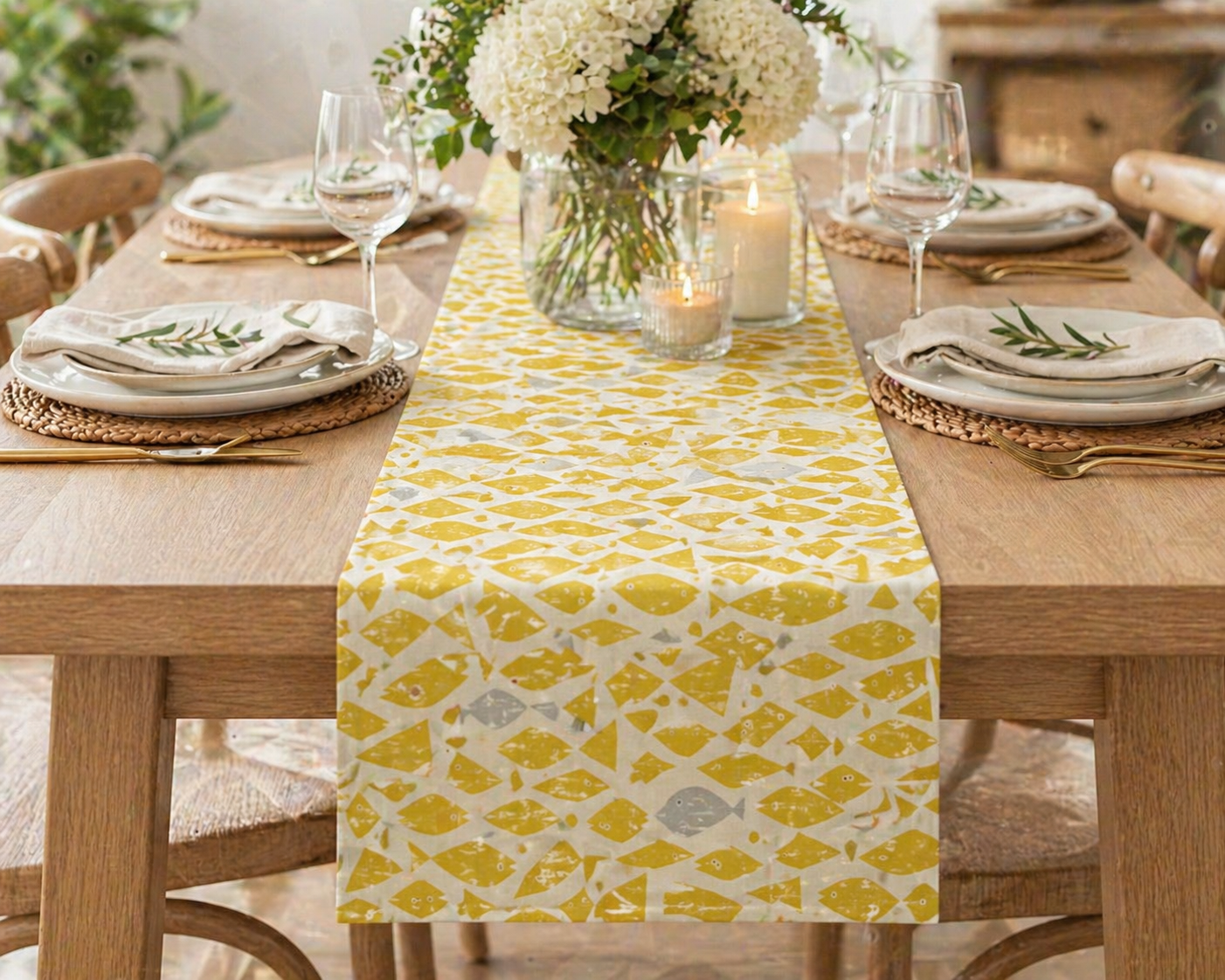 By the Seaside-Happy Fish-Yellow Unbleached Fabric-Loes Van Oosten-Cotton + Steel