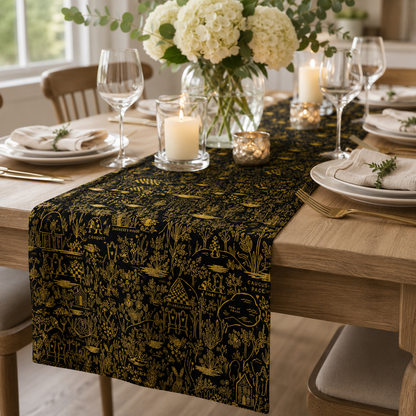 Wonderland-Rifle Paper Co-Magic Forest-Midnight Metallic-Cotton+ Steel-Quilting Cotton