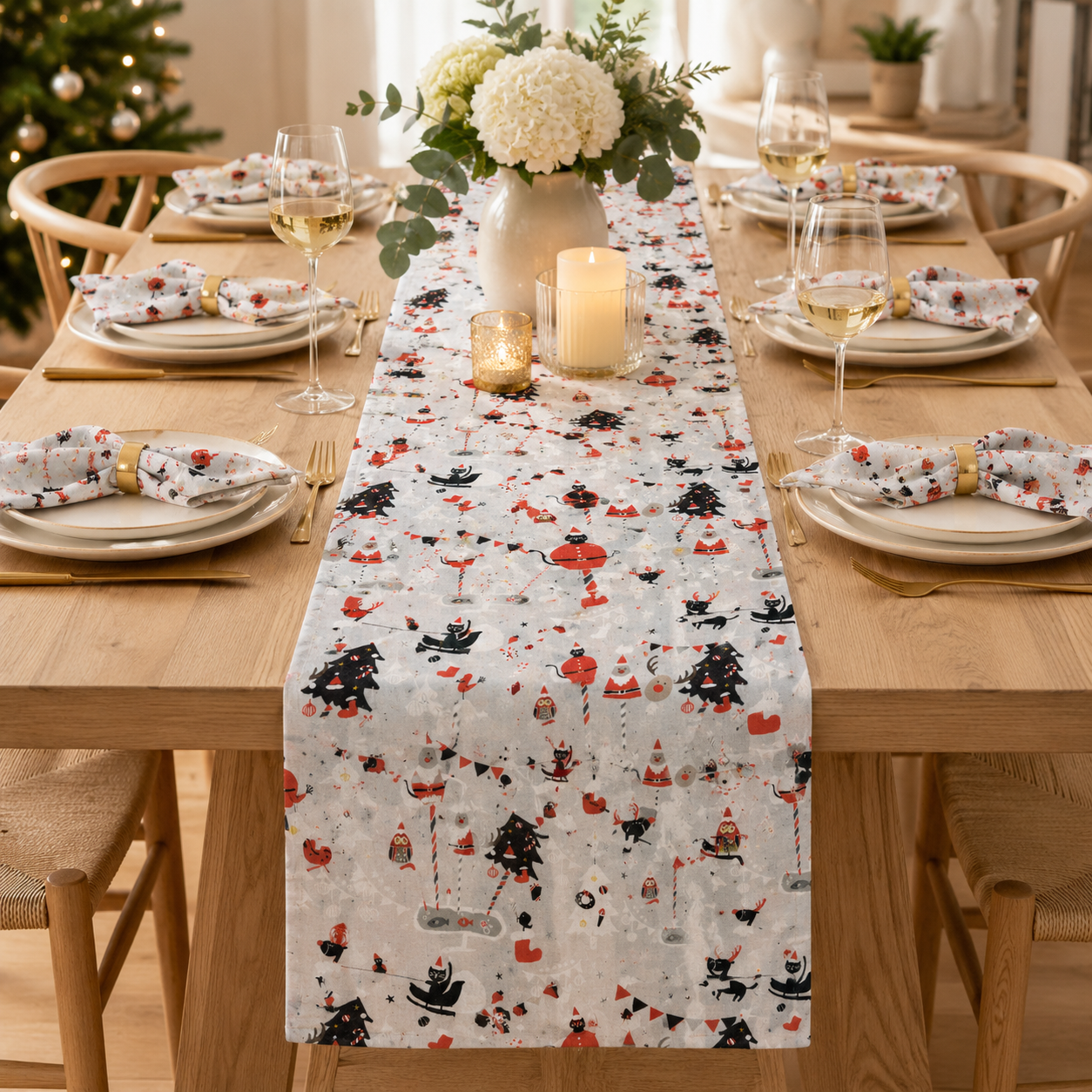 Waku Waku Christmas-Holiday Party-Gray Unbleached Fabric-Naocom-Cotton+ Steel