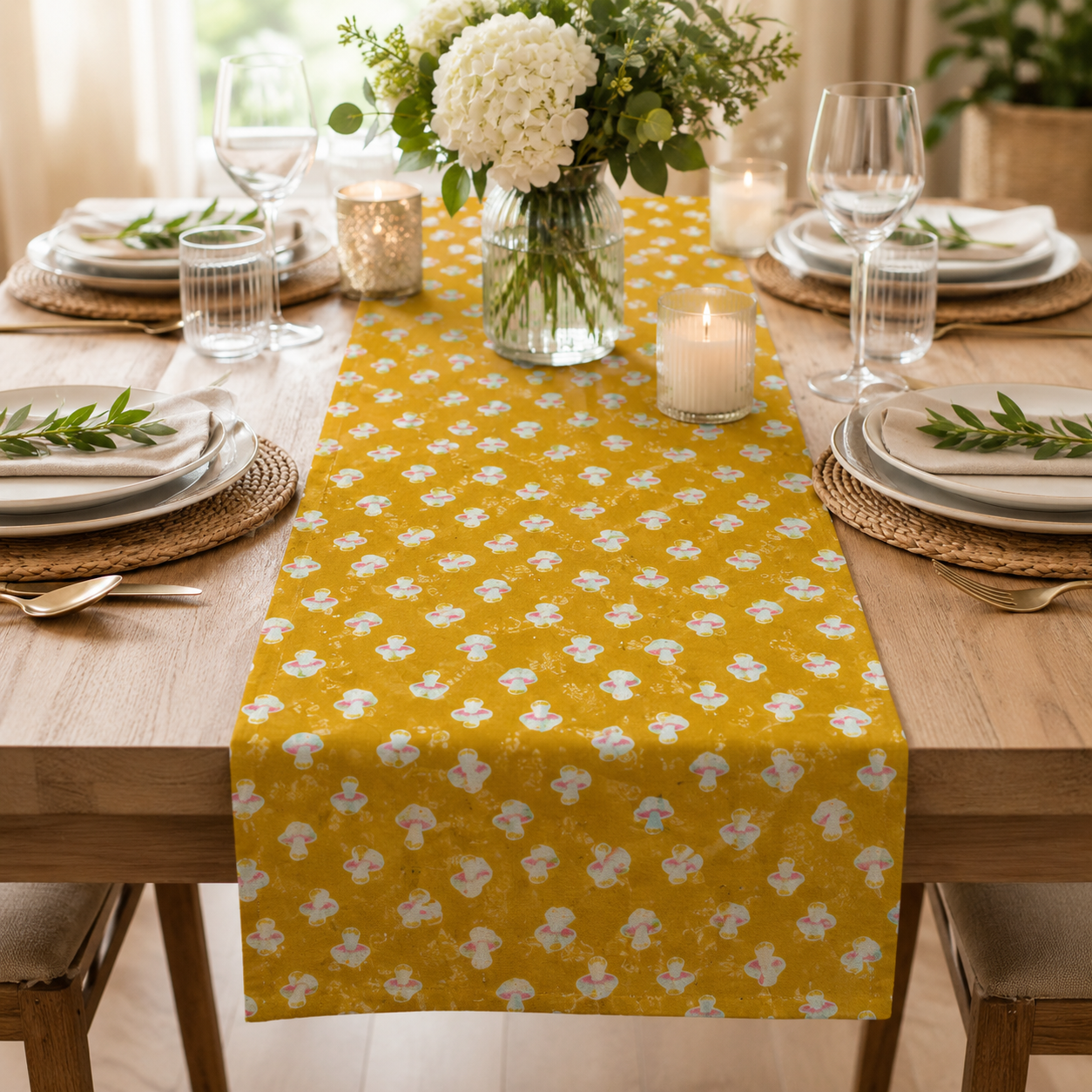 In The Woods -Mushroom-Citrine Unbleached Fabric- Loes Van Oosten - Cotton+Steel
