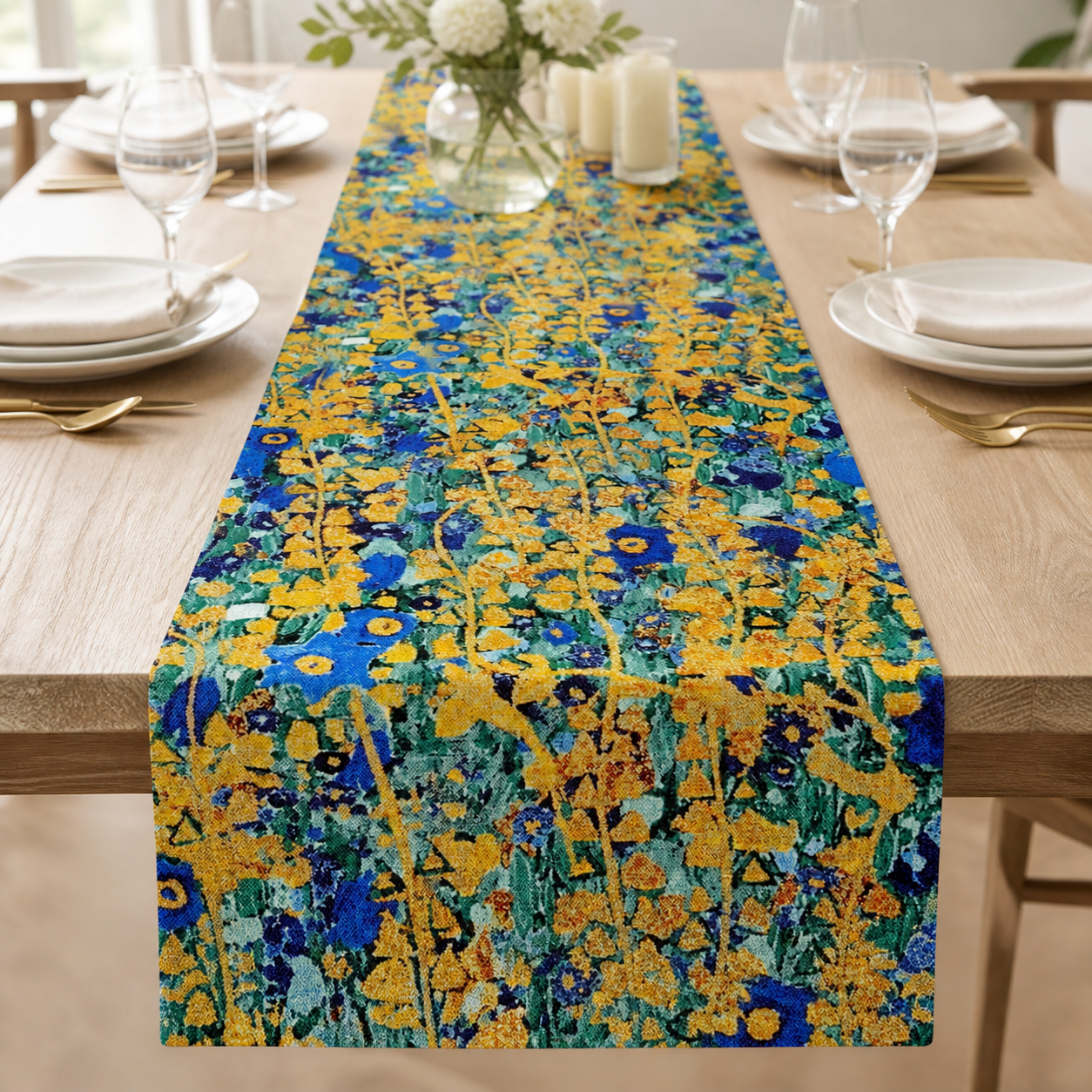 Gustav Klimt-Cobalt Gold Triangles-Robert Kaufman-Quilting Cotton Fabric