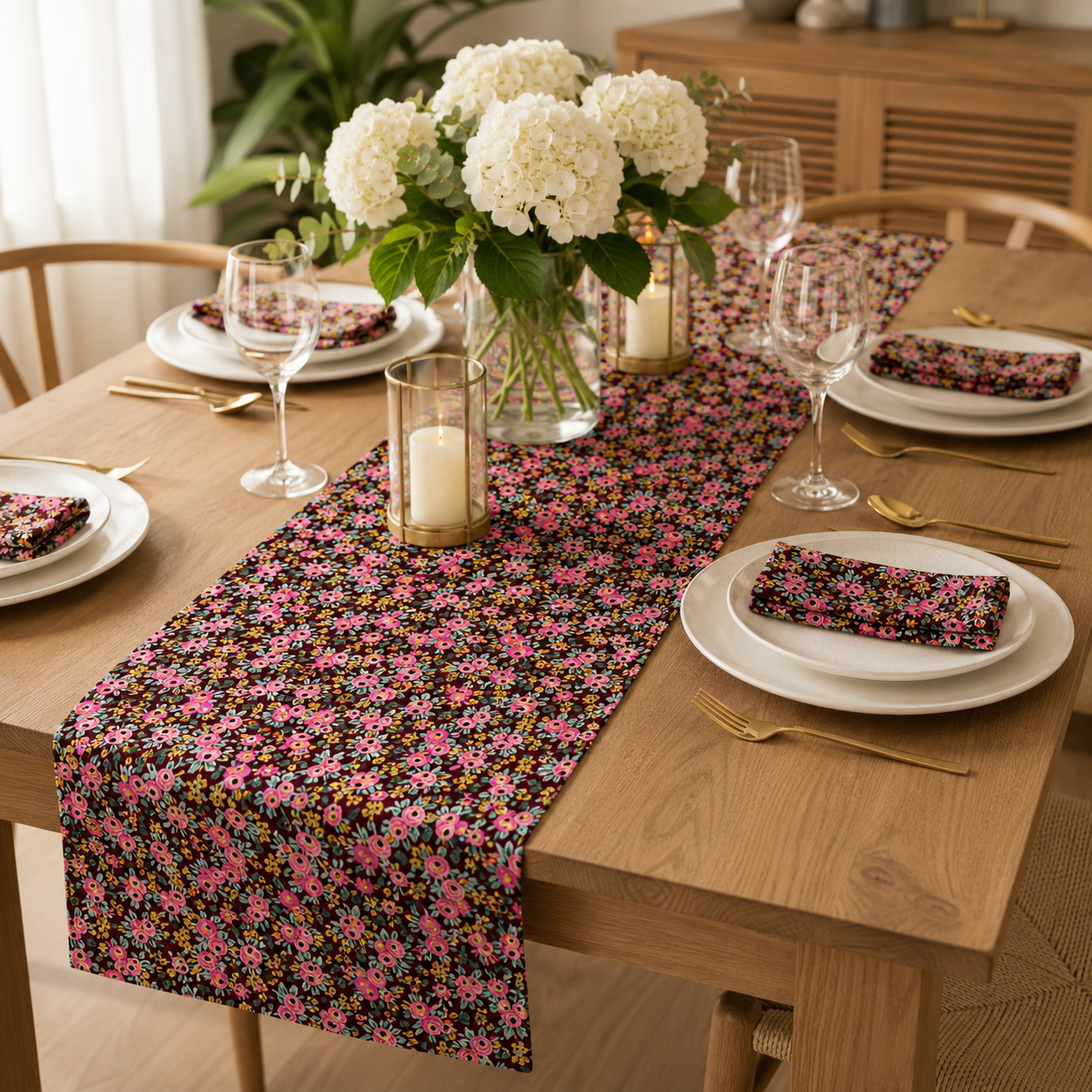 Garden Party Rosa - Burgundy Metallic Fabric - Rifle Paper Co - Cotton + Steel