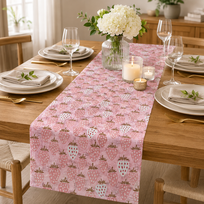 Under the Apple Tree Queen of Berries Flush Pink Fabric by Loes van Oosten