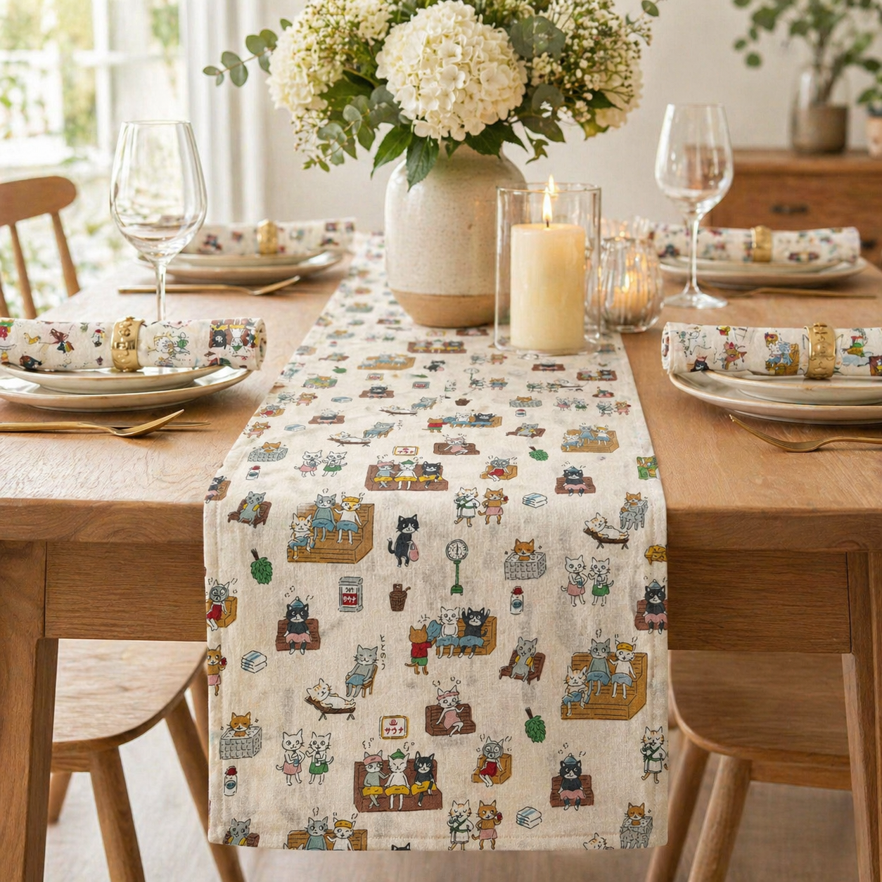 Cat Fabric-Funny Cats-Kokka Fabric-Japanese Fabric