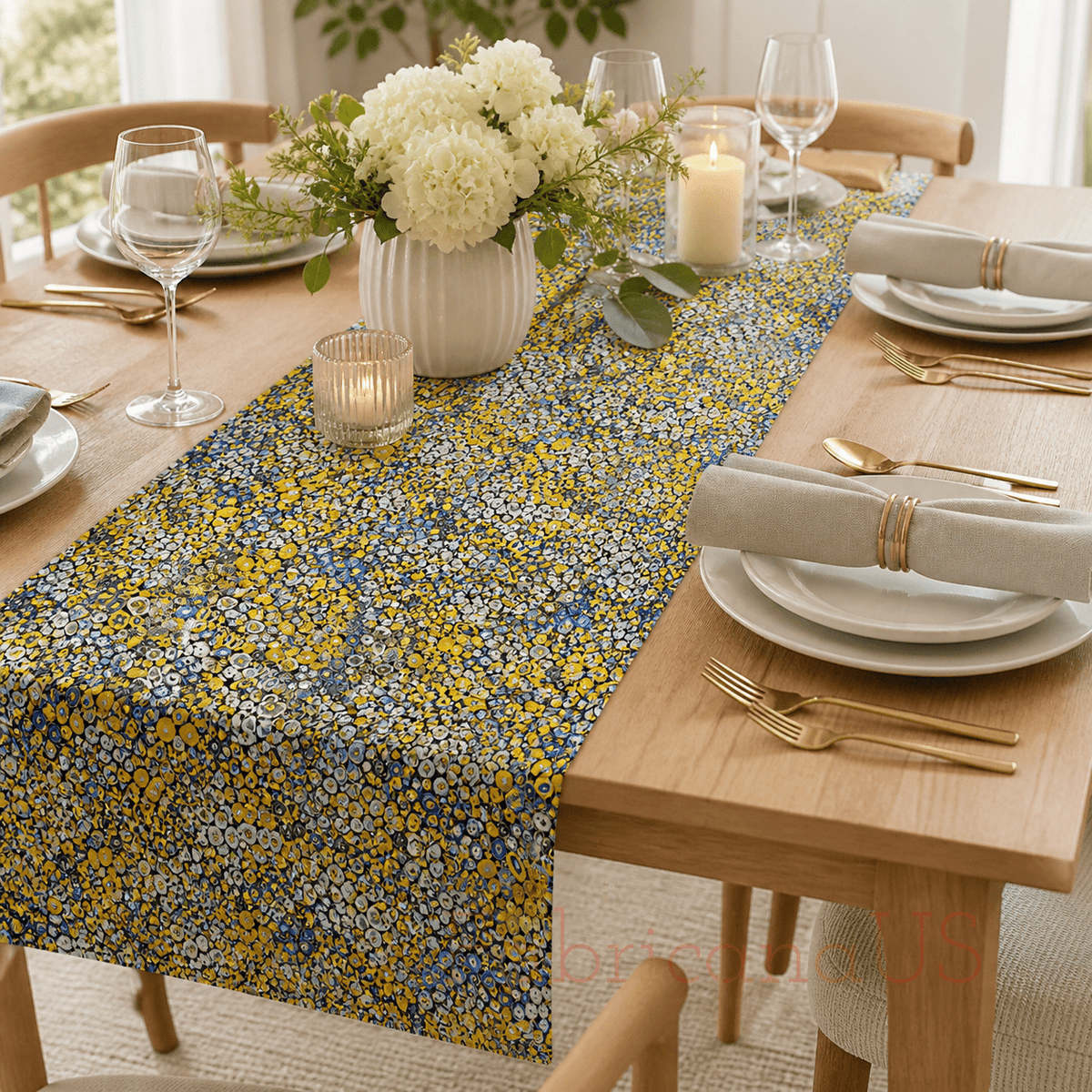 Gustav Klimt Circles Cobalt Metallic Cotton Fabric by Robert Kaufman