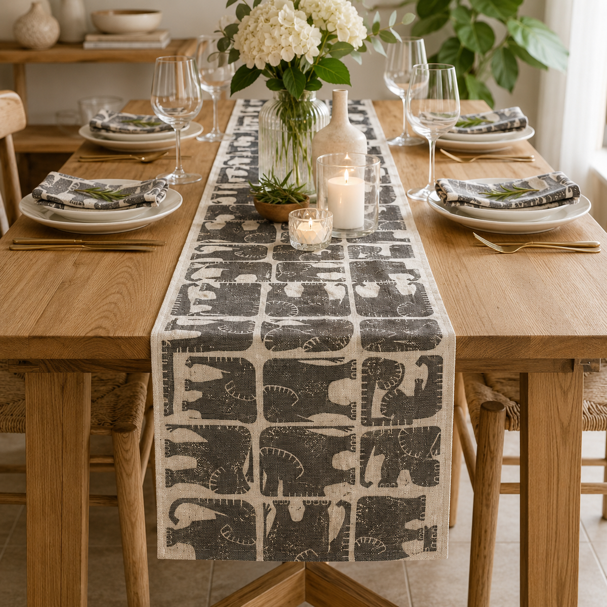 Rising Sun-Jolly Elephant-Elephant Gray Unbleached Canvas-Loes Van Oosten