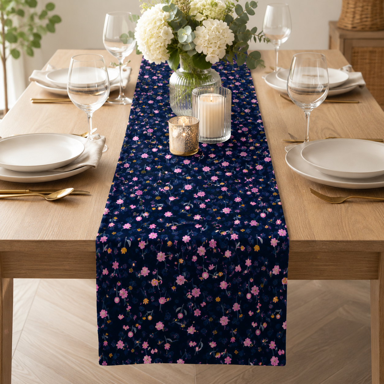 Neko and Tori - Flower Picking - Night Rayon Fabric - Black - Itsuko Naka