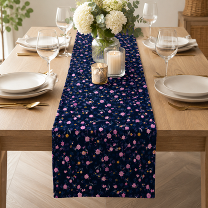 Neko and Tori - Flower Picking - Night Rayon Fabric - Black - Itsuko Naka