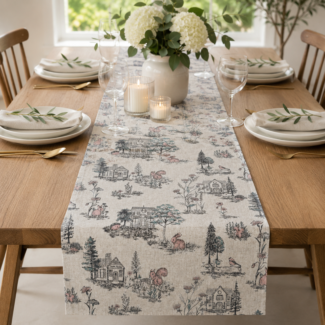 Forest Friends – Japanese Sheeting Cotton Fabric – Woodland Animals Print