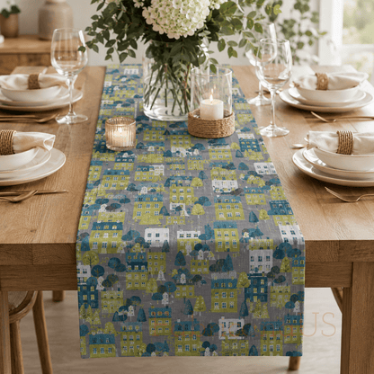 House-House Fabric-Robert Kaufman-Sevenberry-Cotton Flax