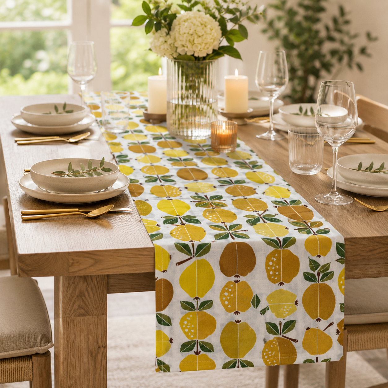 Under the Apple Tree-Orchard Golden Fabric-Loes Van Oosten
