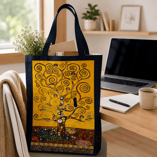 Gustav Klimt Tree of Life Gold Quilting Cotton Panel – Robert Kaufman Fabrics – Decorative Cotton Fabric Panel