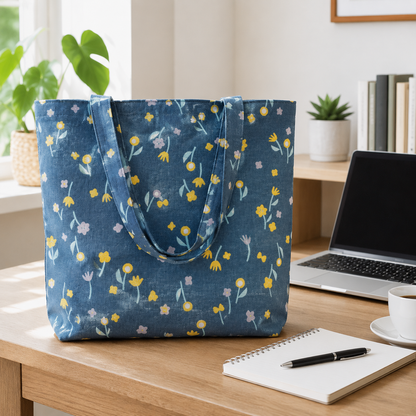 Neko and Tori - Flower Picking - Gray Cotton - Itsuko Naka - Cotton + Steel - Quilting Cotton Fabric