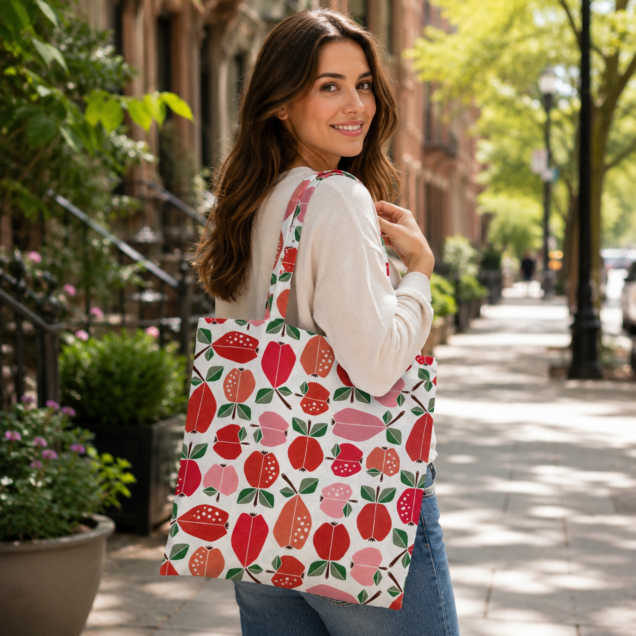 Under the Apple Tree-Orchard Apple Red Fabric-Loes Van Oosten-Cotton + Steel