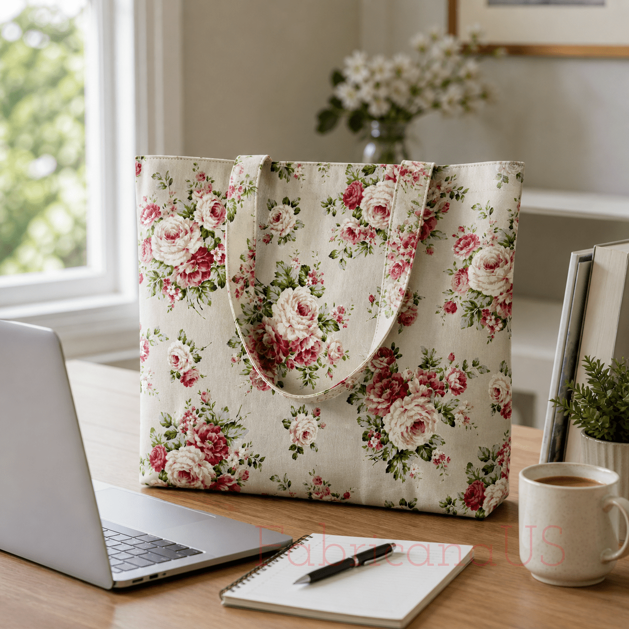 Country Floral Fabric – Nakamura Japanese Cotton Fabric – Rose Floral Print – Quilting & Sewing Fabric