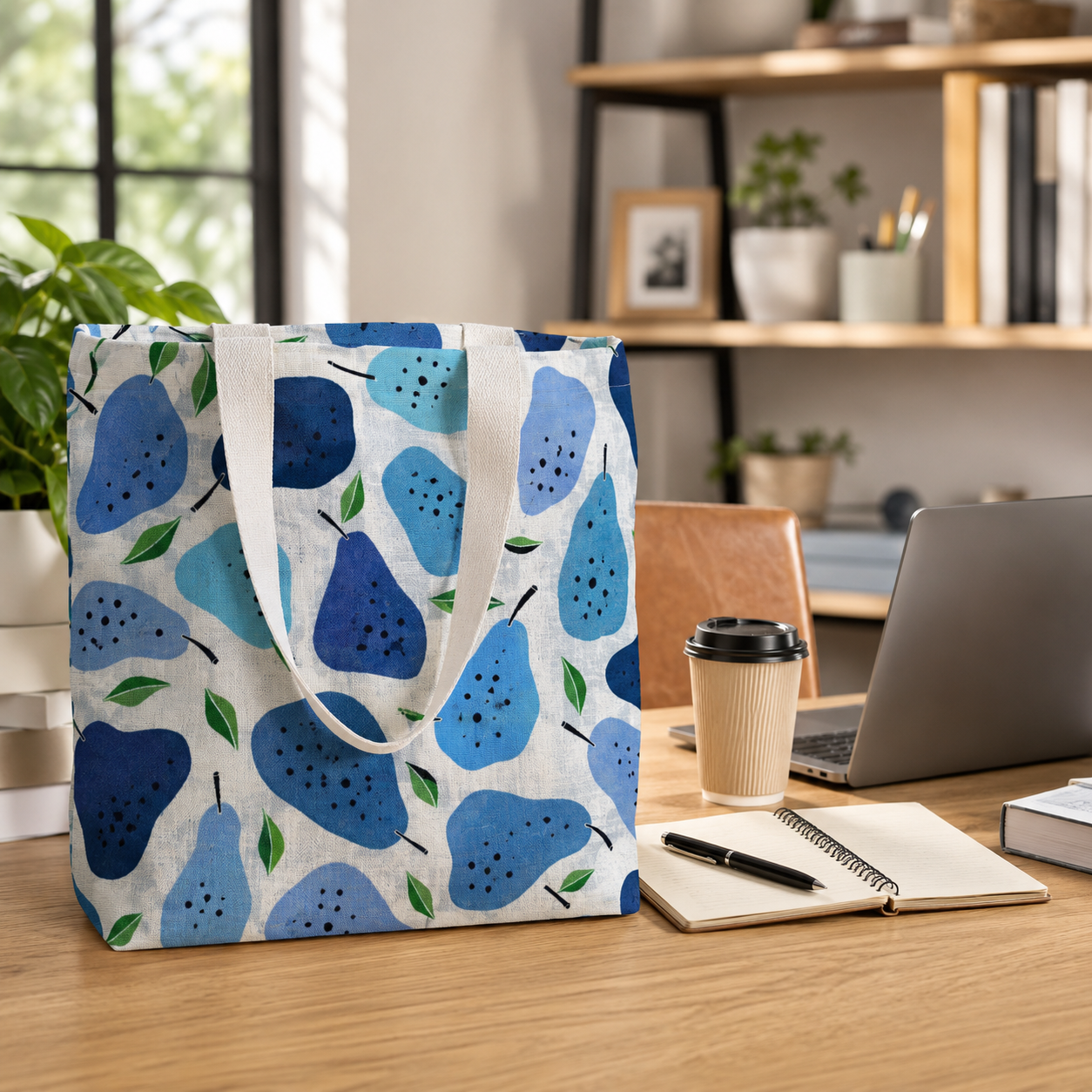 Under The Apple Tree-Quince Blue Fabric-Loes Van Oosten-Cotton + Steel