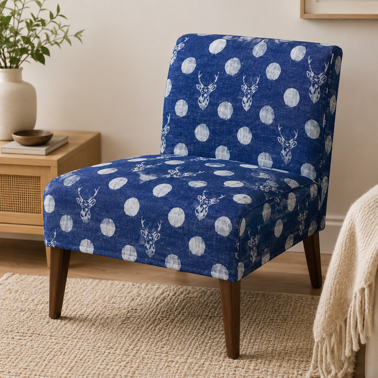Kokka-Kokka Echino-Buck Fabric-Japanese Fabric-Jacquard-Reversible Cotton Fabric-EKX-97070