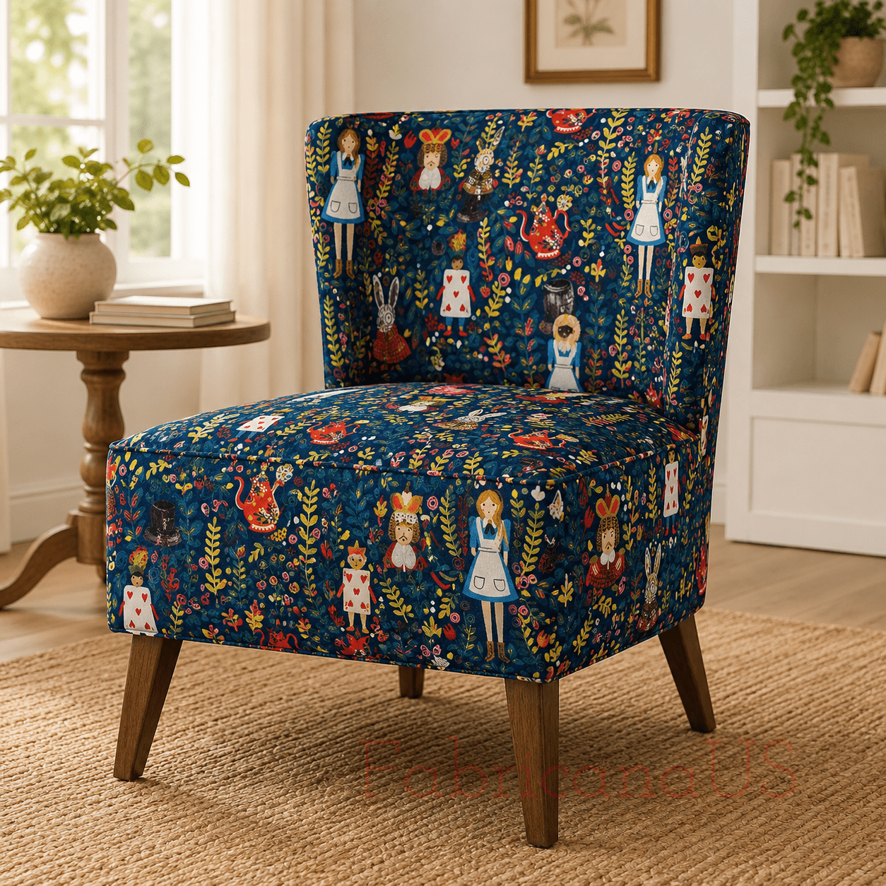 Rifle Paper Co-Alice in Wonderland Fabric-Metallic Navy Canvas-Cotton and Steel