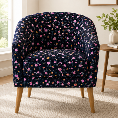 Neko and Tori - Flower Picking - Night Rayon Fabric - Black - Itsuko Naka