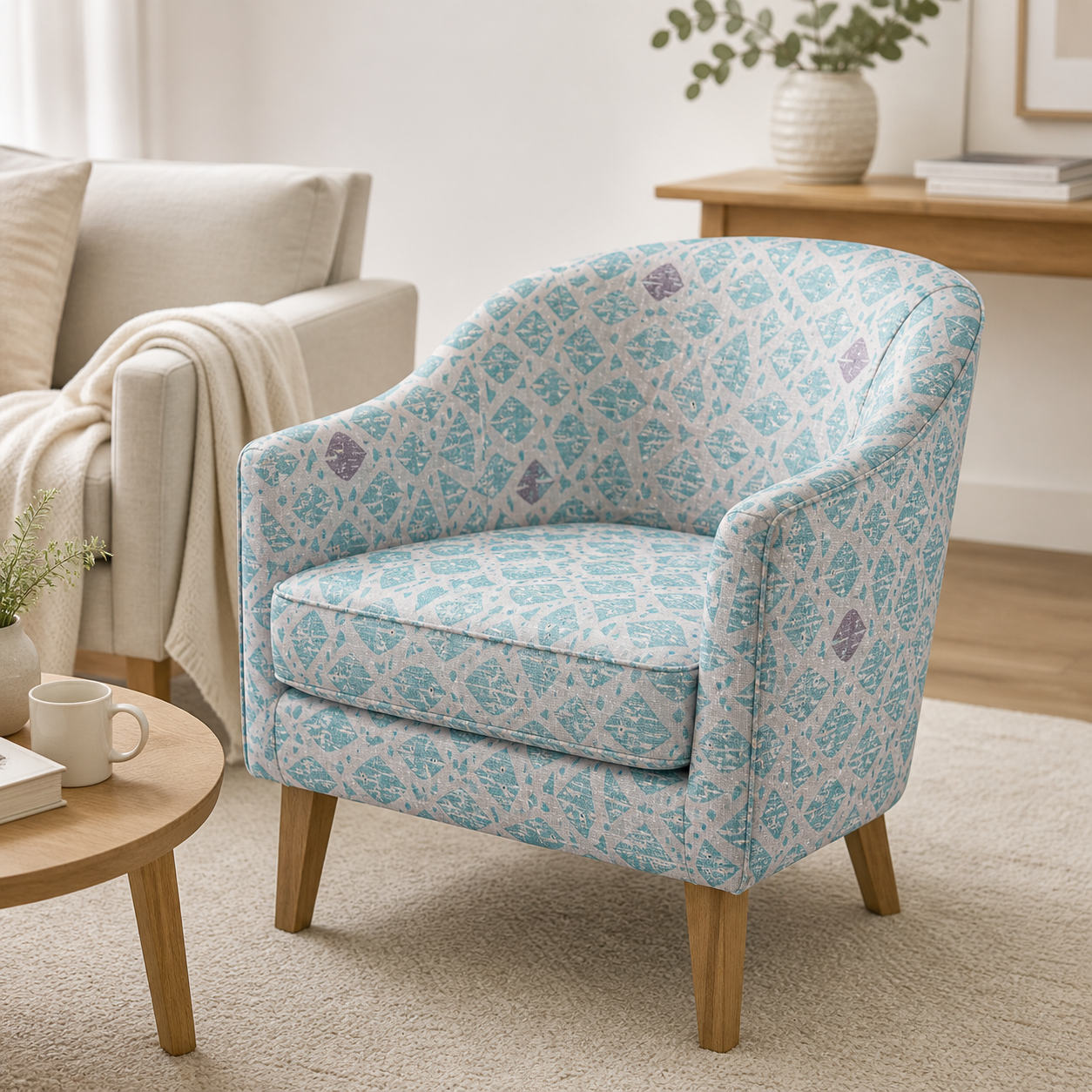 By the Seaside-Happy Fish-Aqua Unbleached Fabric-Loes Van Oosten-Cotton+Steel