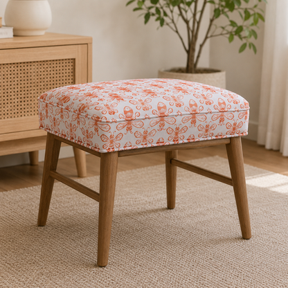 Sweet Floral Scent Bee Coral Fabric by Loes Van Oosten