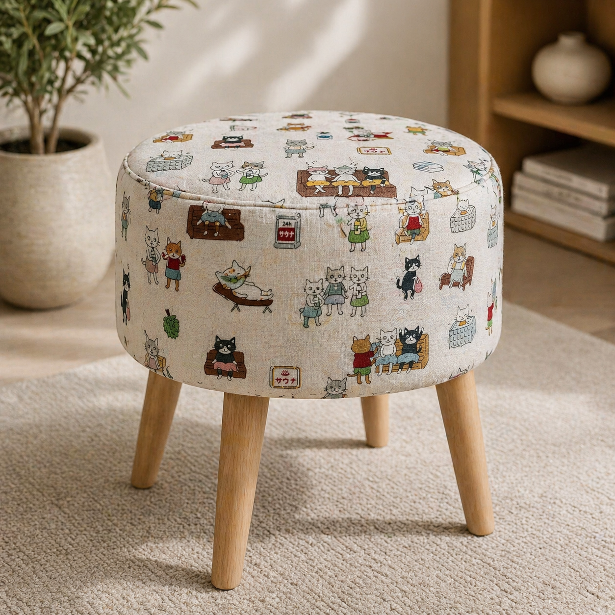 Cat Fabric-Funny Cats-Kokka Fabric-Japanese Fabric