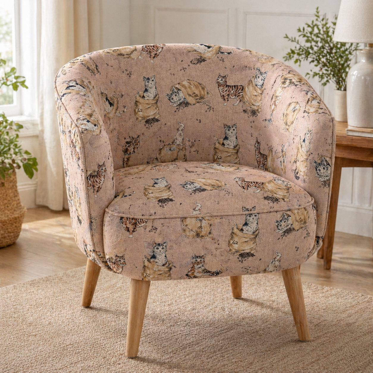 Coffee and Cats-Funny Cats-Kokka Fabric-Japanese Canvas Fabric