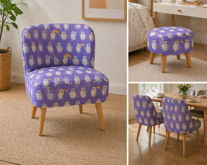 Bear-Polar Bear-Japanese Fabric-Purple-White-Yellow-Cotton Canvas Fabric