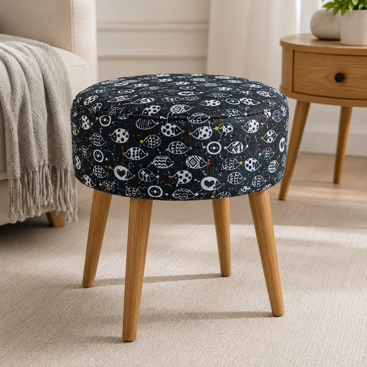 Cotton+Steel Neko No Yume – Nezume Porcupine Hedgehog Fabric – Charcoal Gray Quilting Cotton