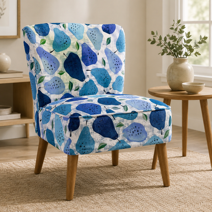Under The Apple Tree-Quince Blue Fabric-Loes Van Oosten-Cotton + Steel
