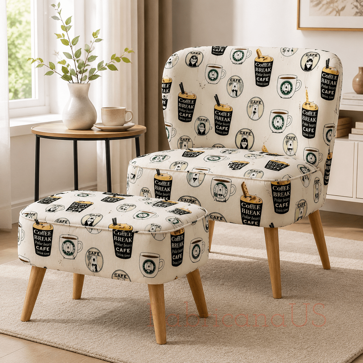 Kiyohara Polar Bear Coffee Japanese Cotton Twill Fabric