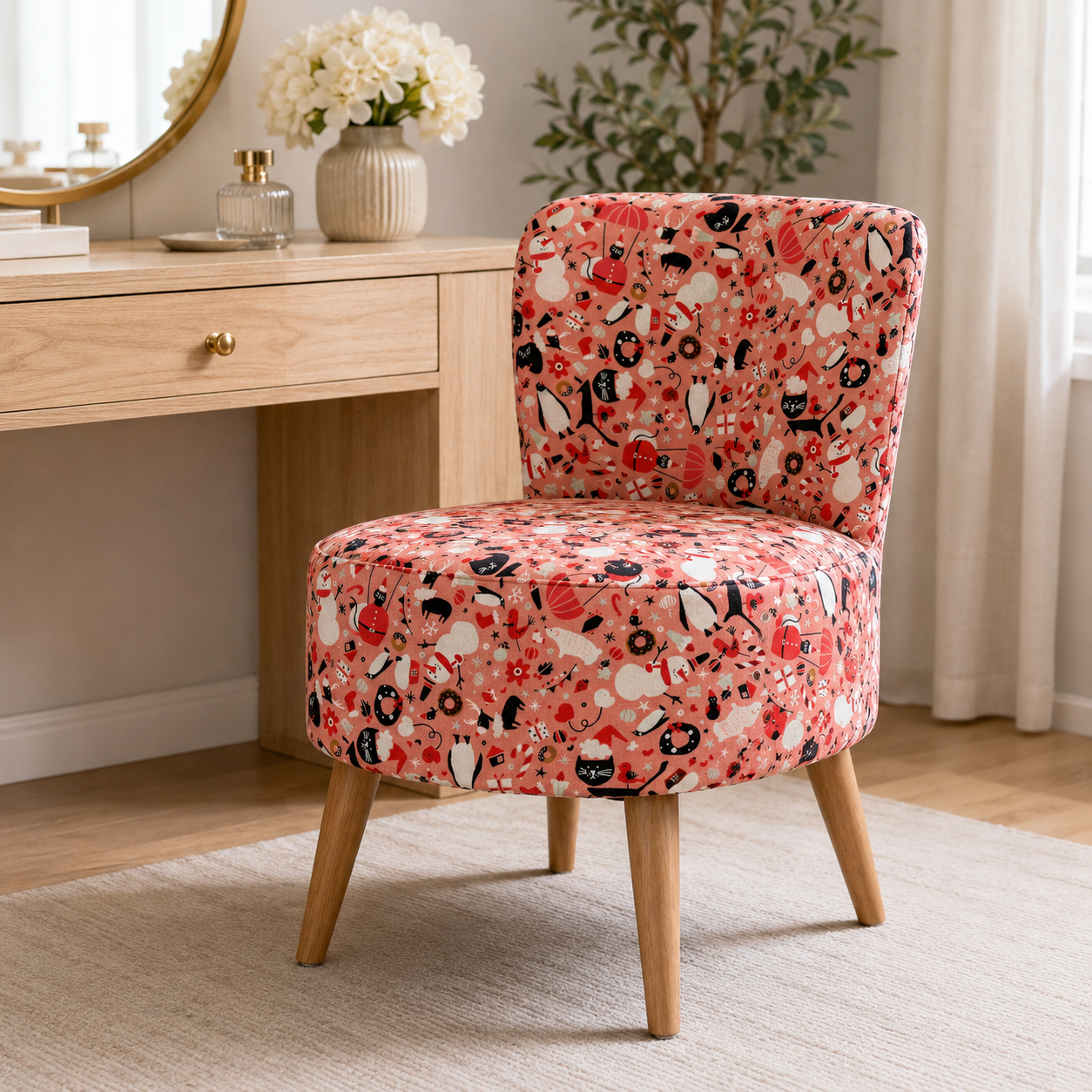 Waku Waku Christmas-Mixer Coral Unbleached Fabric-Naocom-Cotton+ Steel